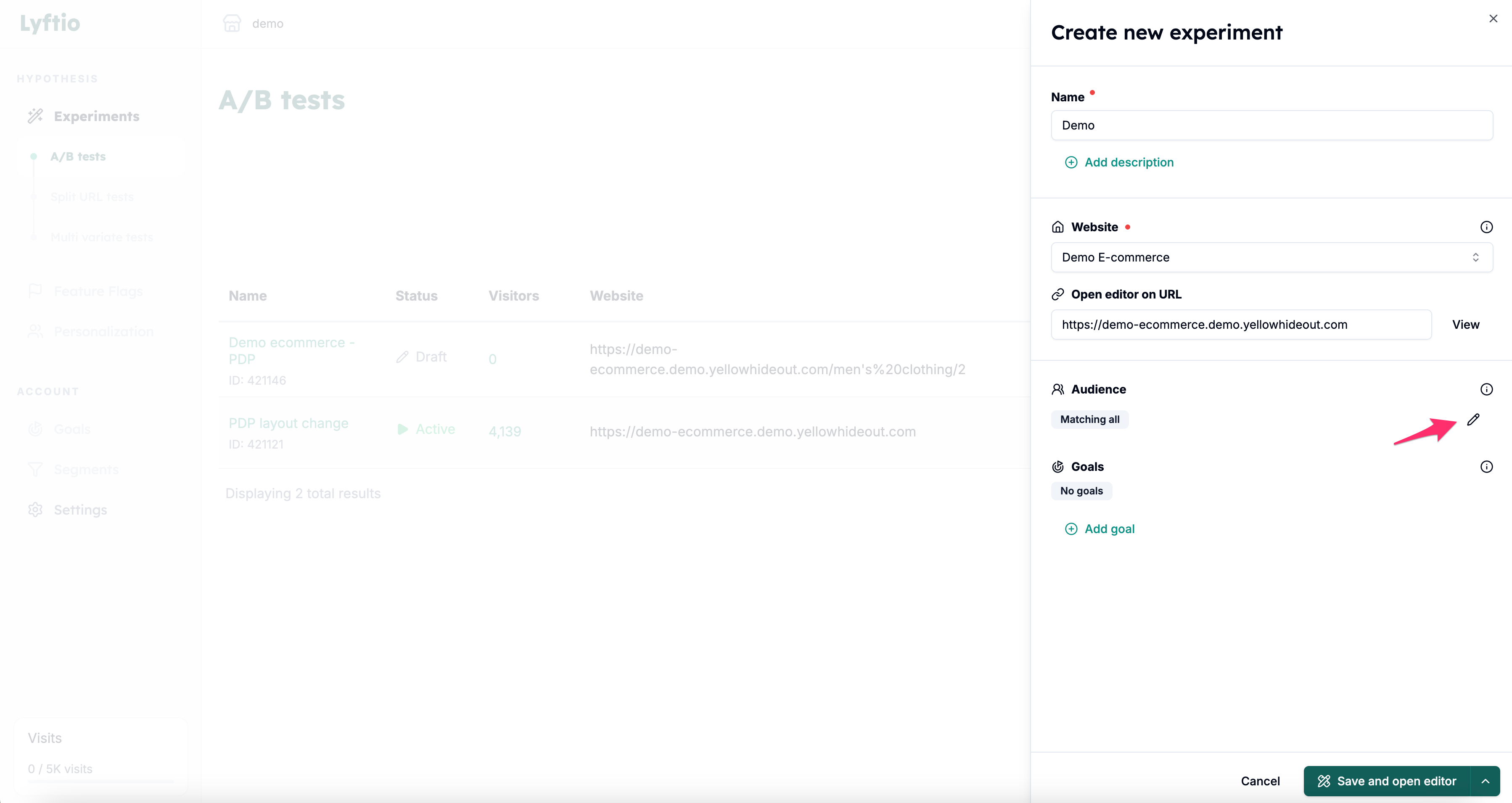 Create Audience step 1