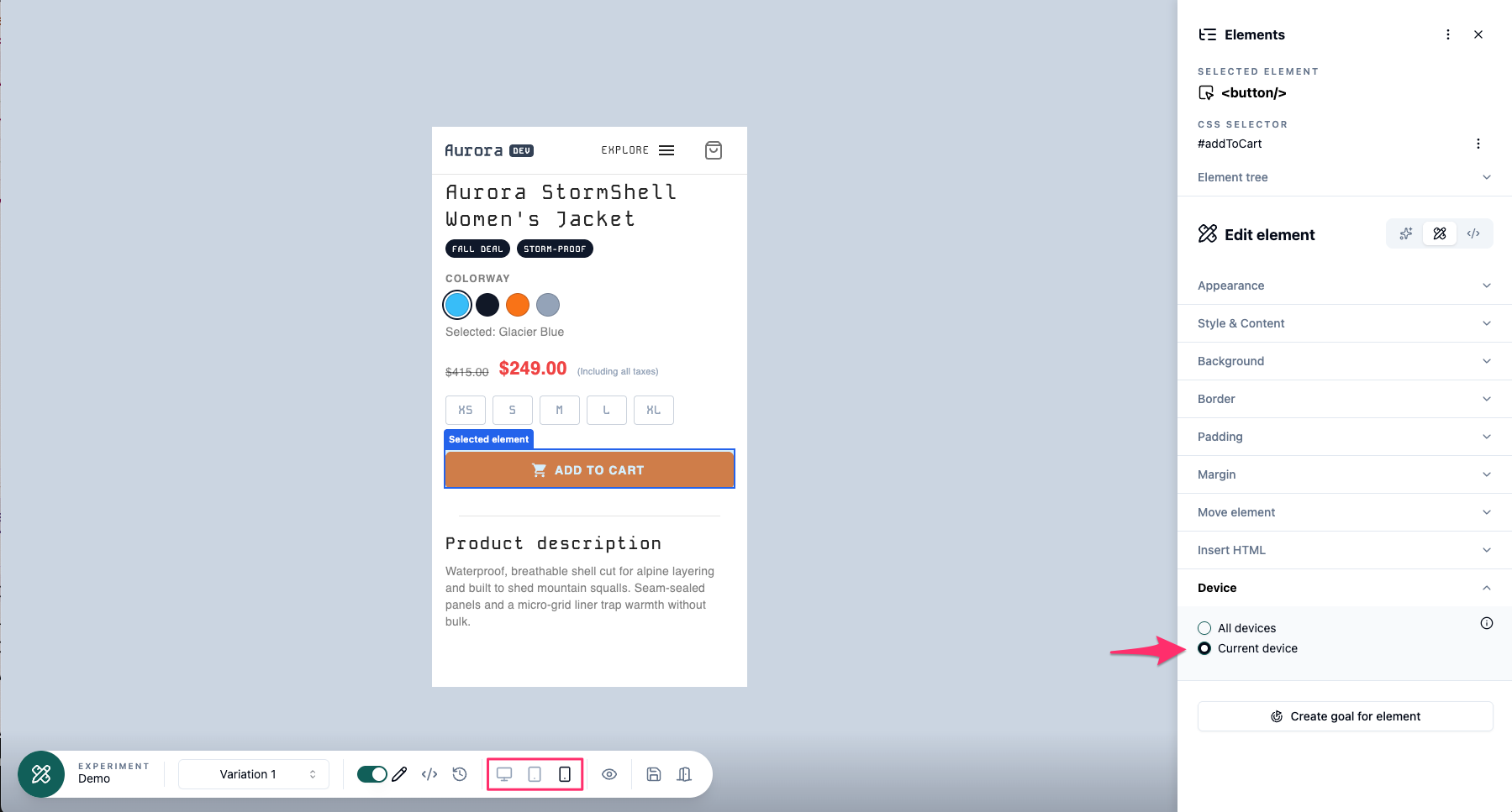 Device specific change 1