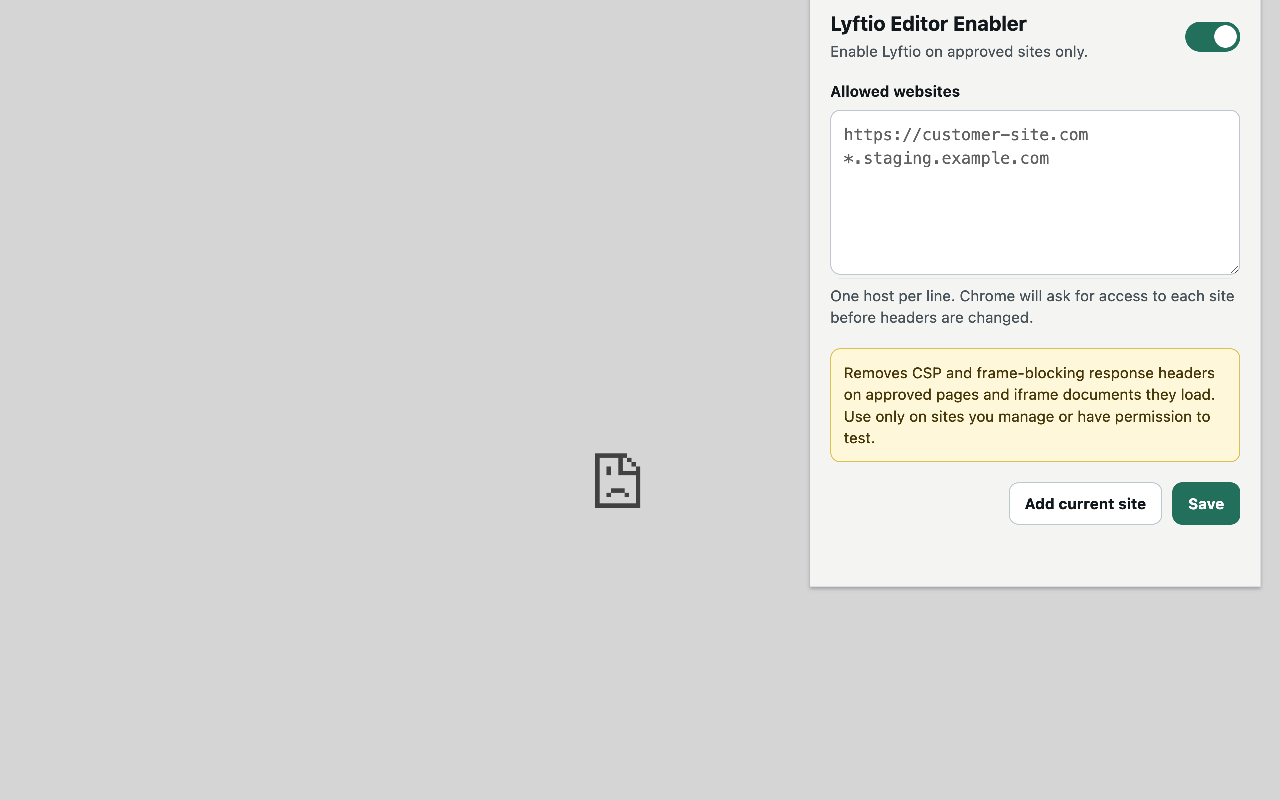Lyftio Editor Enabler Chrome extension!