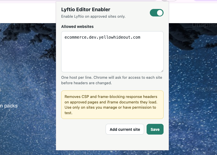 Lyftio Editor Enabler allowed!
